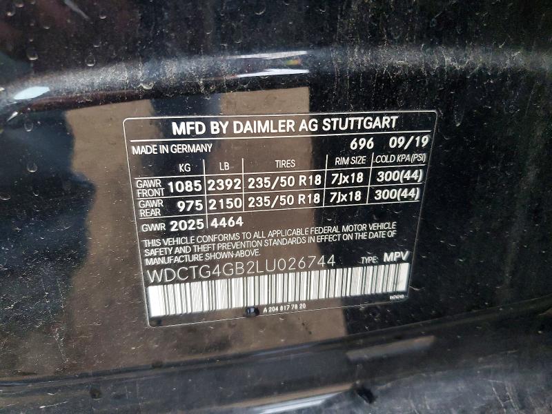 Aukcja sprzedaży 2020 Mercedes-benz Gla, vin: WDCTG4GB2LU026744, numer aukcji: 52546436