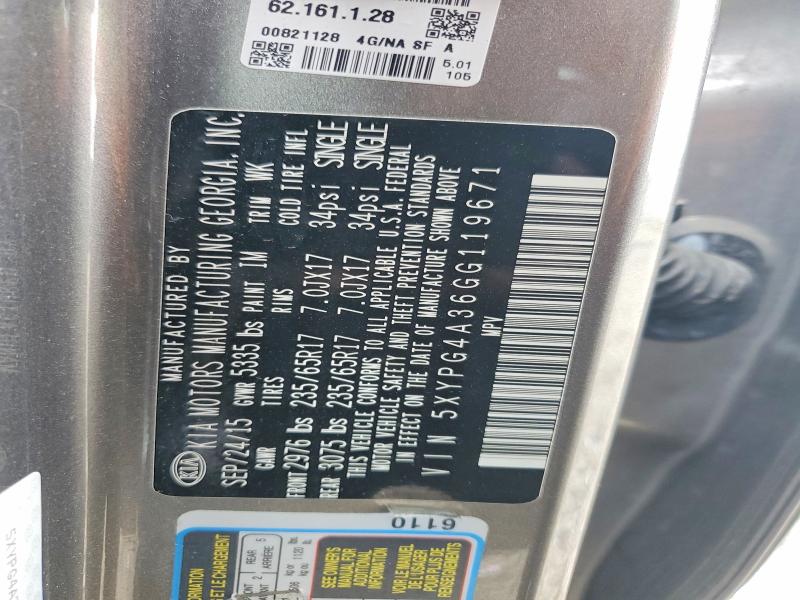 Продажа на аукционе авто 2016 Kia Sorento, vin: 5XYPG4A36GG119671, номер лота: 52206556