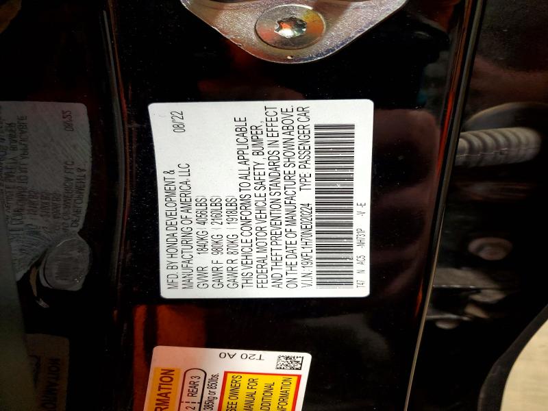 Aukcja sprzedaży 2022 Honda Civic, vin: 19XFL1H70NE020224, numer aukcji: 53367396