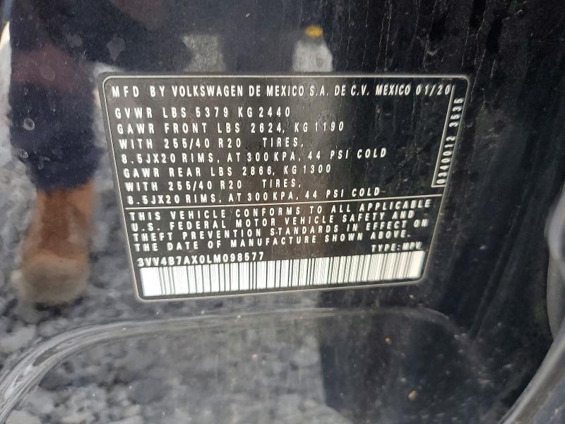 Aukcja sprzedaży 2020 Volkswagen Tiguan, vin: 3VV4B7AX0LM098577, numer aukcji: 53290076