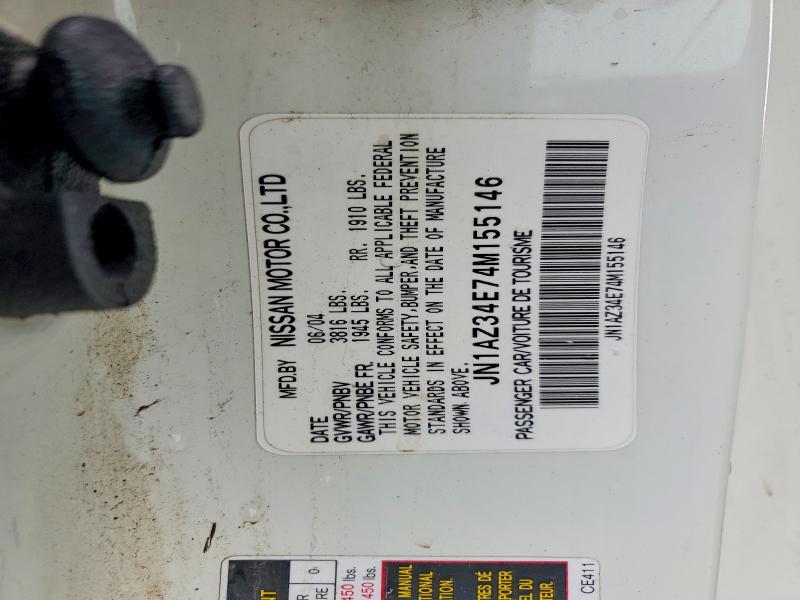 Aukcja sprzedaży 2004 Nissan 350z, vin: JN1AZ34E74M155146, numer aukcji: 52371056