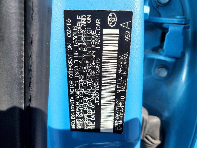 Продаж на аукціоні авто 2016 Toyota Prius C, vin: JTDKDTB39G1124519, номер лоту: 52203476