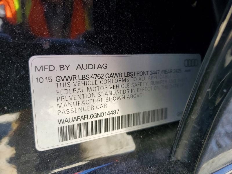 52258786 :رقم المزاد ، WAUAFAFL6GN014487 vin ، 2016 Audi A4 مزاد بيع