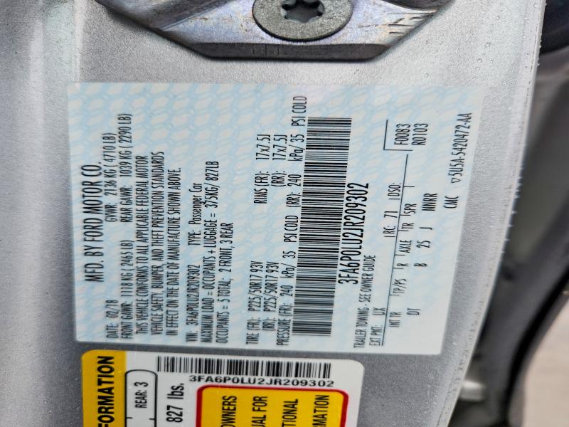 Продажа на аукционе авто 2018 Ford Fusion, vin: 3FA6P0LU2JR209302, номер лота: 53320586