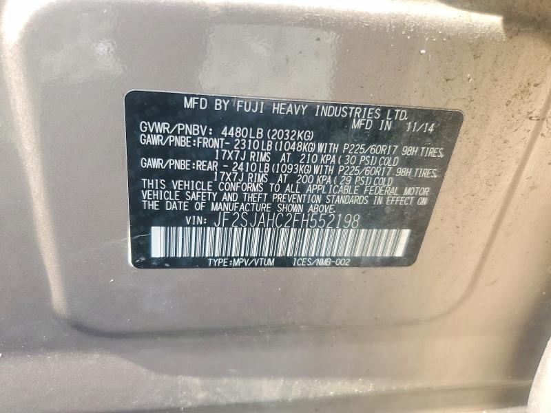 51542666 :رقم المزاد ، JF2SJAHC2FH552198 vin ، 2015 Subaru Forester مزاد بيع