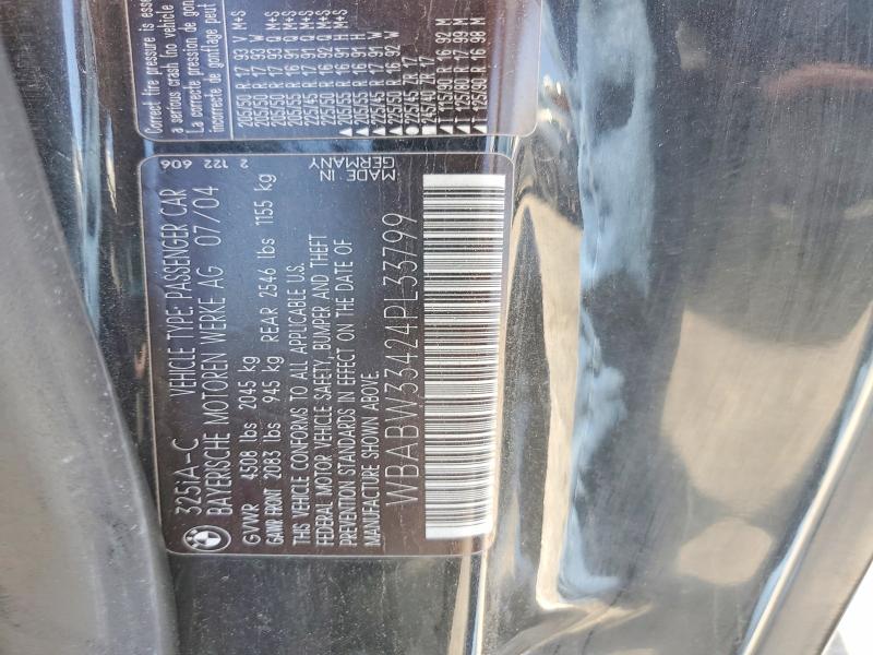 53386806 :رقم المزاد ، WBABW33424PL33799 vin ، 2004 Bmw 325 مزاد بيع