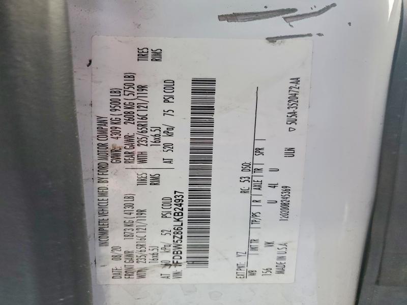 2020 Ford Transit მანქანა იყიდება აუქციონზე, vin: 1FDBW5Z86LKB24937, აუქციონის ნომერი: 79972995