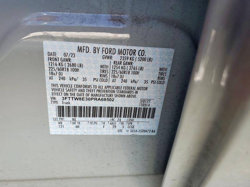 2023 Ford Maverick მანქანა იყიდება აუქციონზე, vin: 3FTTW8E30PRA68502, აუქციონის ნომერი: 54868426