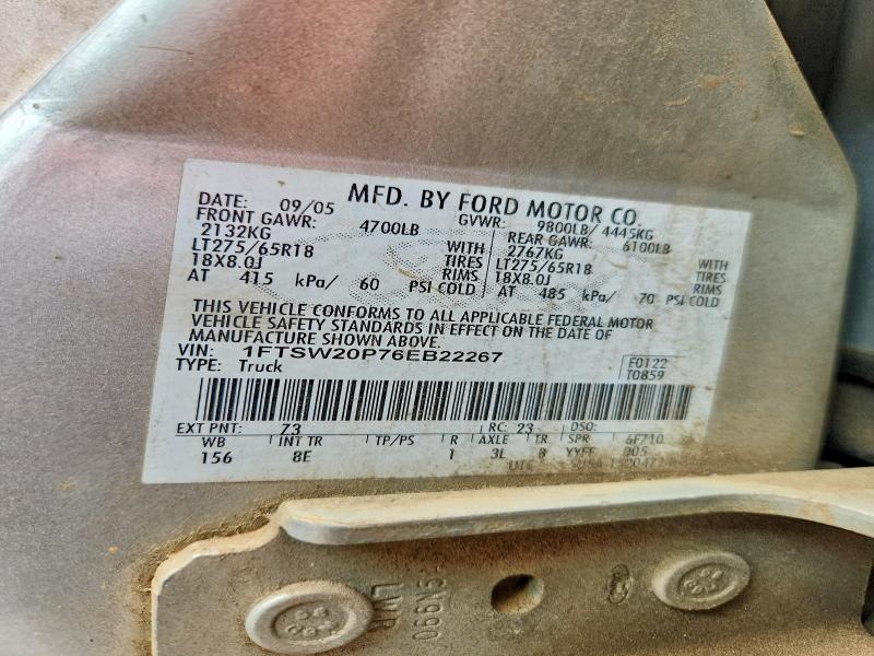 Продаж на аукціоні авто 2006 Ford F250, vin: 1FTSW20P76EB22267, номер лоту: 50598356