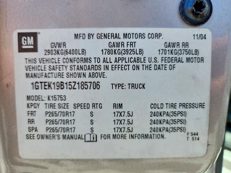 Продажа на аукционе авто 2005 Gmc New Sierra, vin: 1GTEK19B15Z185706, номер лота: 53321096