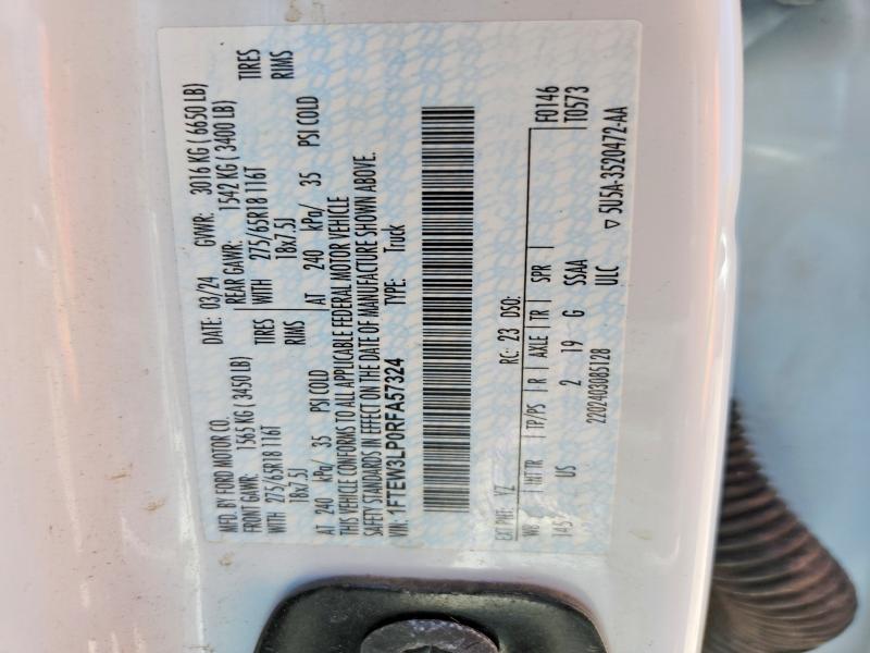 2024 Ford F150 მანქანა იყიდება აუქციონზე, vin: 1FTEW3LP0RFA57324, აუქციონის ნომერი: 53200906