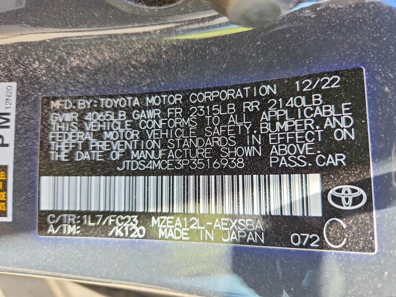 2023 Toyota Corolla მანქანა იყიდება აუქციონზე, vin: JTDS4MCE3P3516938, აუქციონის ნომერი: 48017836