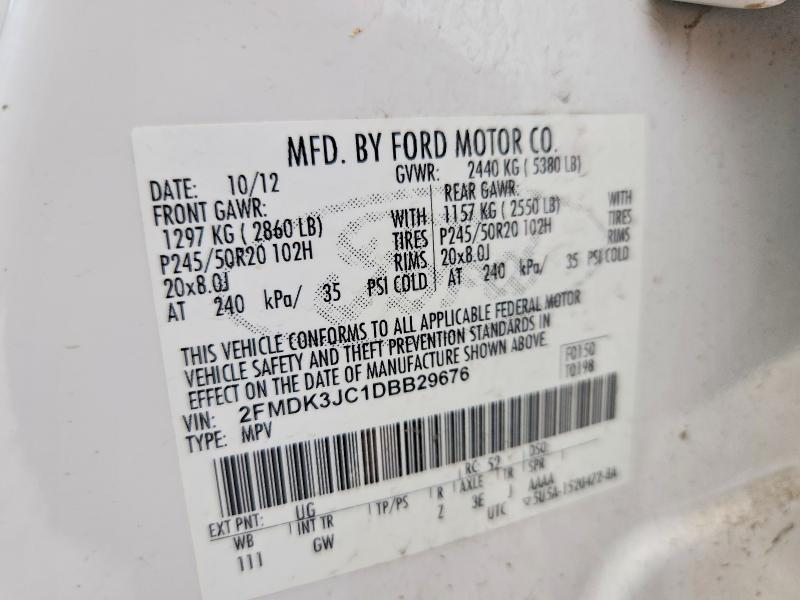 Aukcja sprzedaży 2013 Ford Edge, vin: 2FMDK3JC1DBB29676, numer aukcji: 52346636
