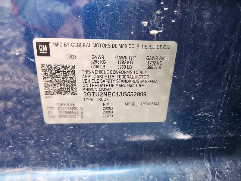 Продаж на аукціоні авто 2018 Gmc Sierra, vin: 3GTU2NEC1JG552809, номер лоту: 53900146