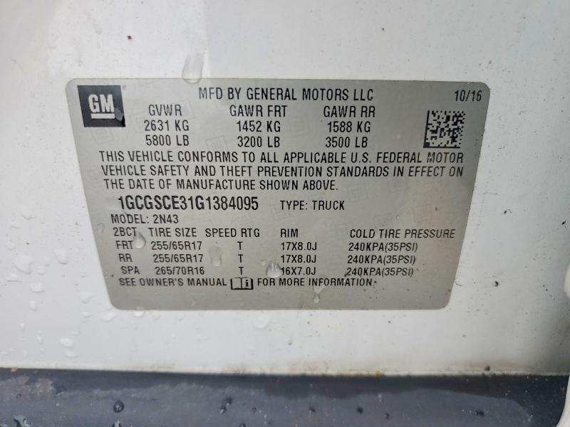 2016 Chevrolet Colorado მანქანა იყიდება აუქციონზე, vin: 1GCGSCE31G1384095, აუქციონის ნომერი: 52684426