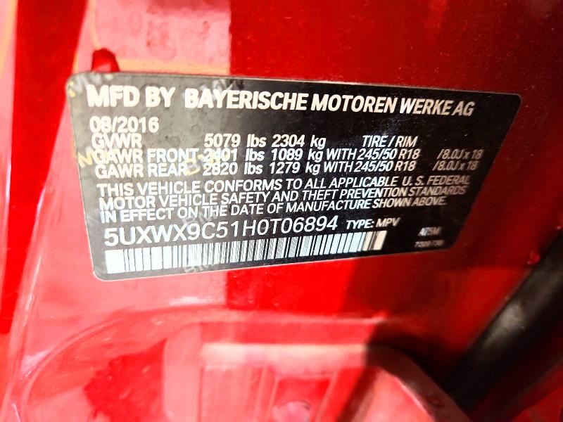 Aukcja sprzedaży 2017 Bmw X3, vin: 5UXWX9C51H0T06894, numer aukcji: 54340206