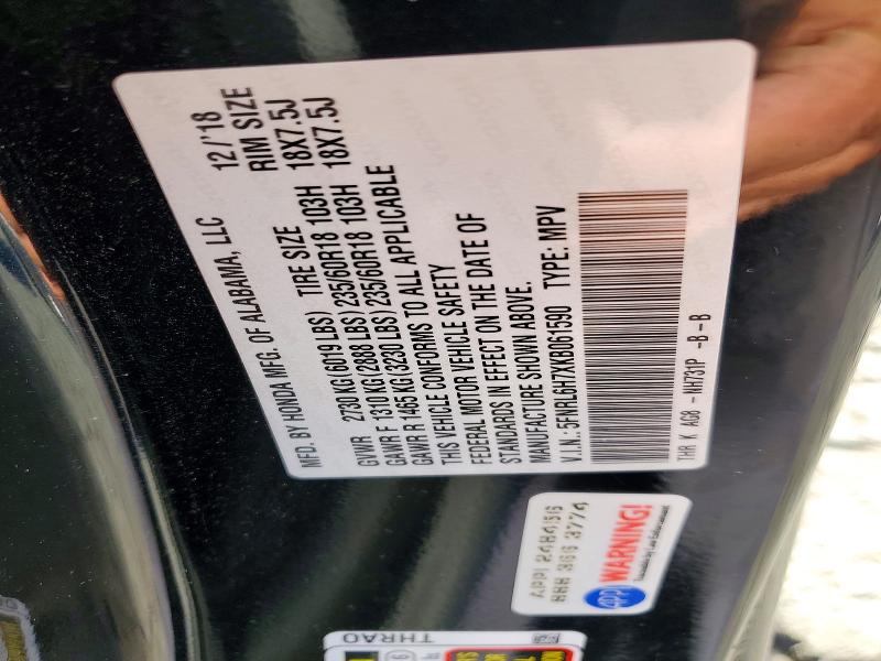 52273346 :رقم المزاد ، 5FNRL6H7XKB061590 vin ، 2019 Honda Odyssey مزاد بيع