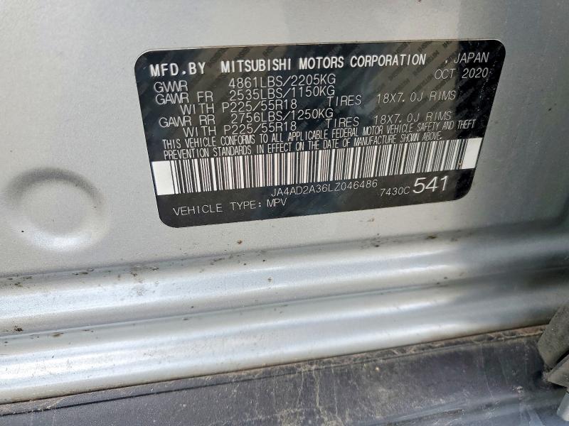 Продаж на аукціоні авто 2020 Mitsubishi Outlander, vin: JA4AD2A36LZ046486, номер лоту: 55325686