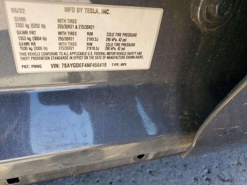 Продаж на аукціоні авто 2022 Tesla Model Y, vin: 7SAYGDEF4NF456419, номер лоту: 52143216