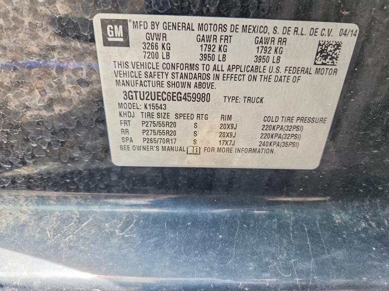 Aukcja sprzedaży 2014 Gmc Sierra, vin: 3GTU2UEC6EG459980, numer aukcji: 55137896