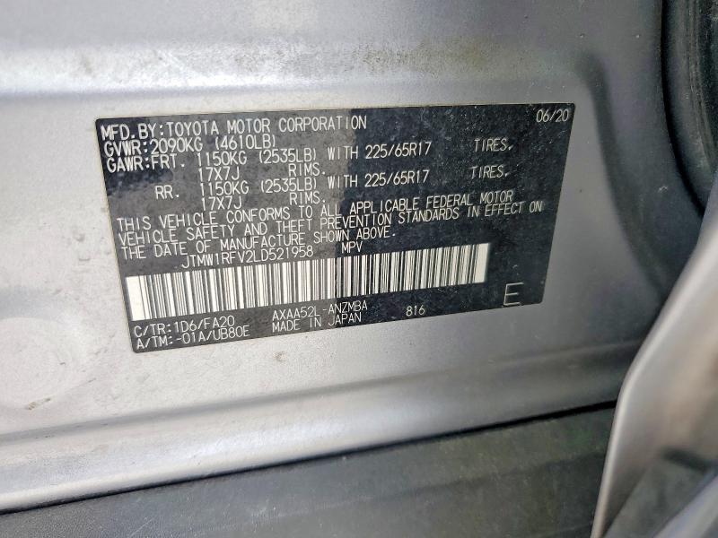 Продаж на аукціоні авто 2020 Toyota Rav4, vin: JTMW1RFV2LD521958, номер лоту: 53463596