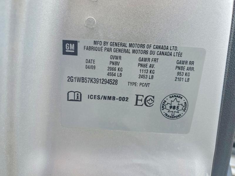 53031146 :رقم المزاد ، 2G1WB57K391294528 vin ، 2009 Chevrolet Impala مزاد بيع