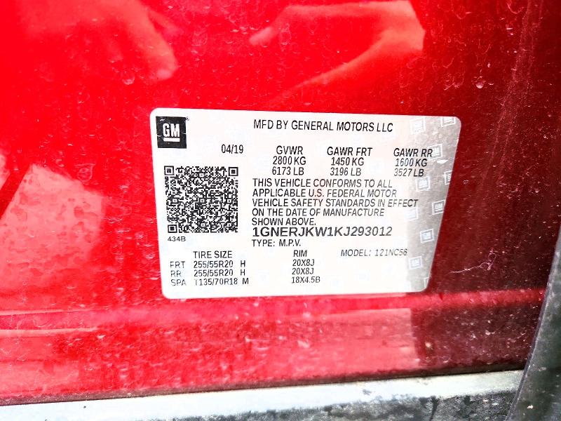 Aukcja sprzedaży 2019 Chevrolet Traverse, vin: 1GNERJKW1KJ293012, numer aukcji: 54273676