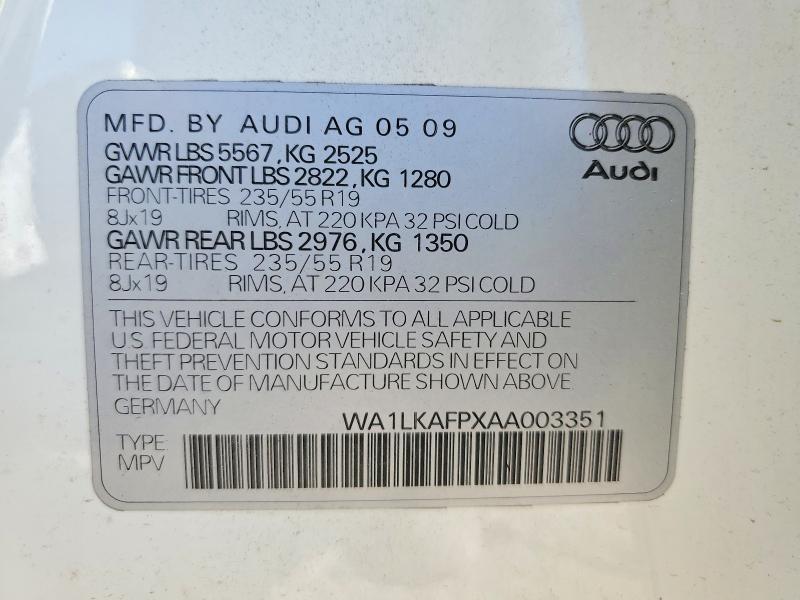 Aukcja sprzedaży 2010 Audi Q5, vin: WA1LKAFPXAA003351, numer aukcji: 53728456