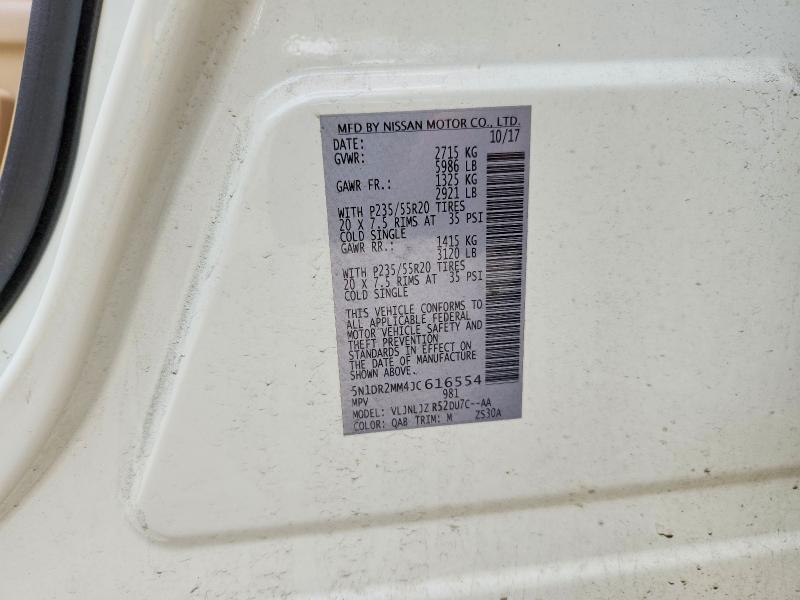 2018 Nissan Pathfinder მანქანა იყიდება აუქციონზე, vin: 5N1DR2MM4JC616554, აუქციონის ნომერი: 54291096