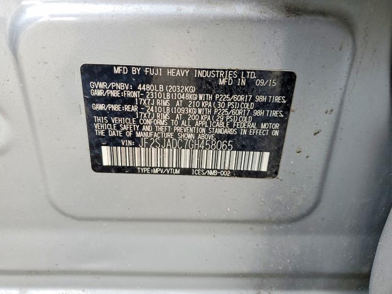 Aukcja sprzedaży 2016 Subaru Forester, vin: JF2SJADC7GH458065, numer aukcji: 54102866