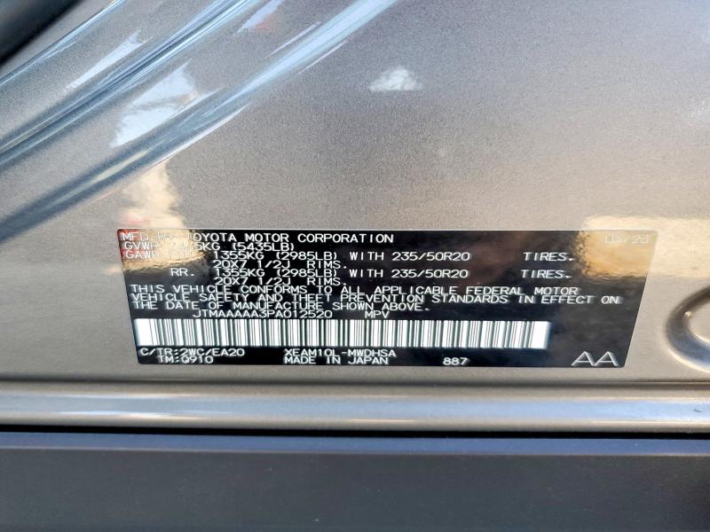 Продажа на аукционе авто 2023 Toyota Bz4x, vin: JTMAAAAA3PA012520, номер лота: 54899976
