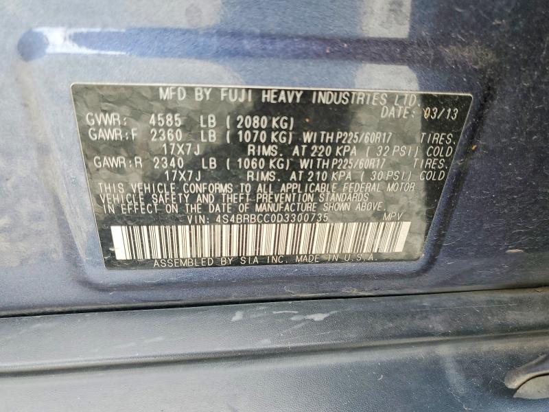 Продаж на аукціоні авто 2013 Subaru Outback, vin: 4S4BRBCC0D3300735, номер лоту: 52560386