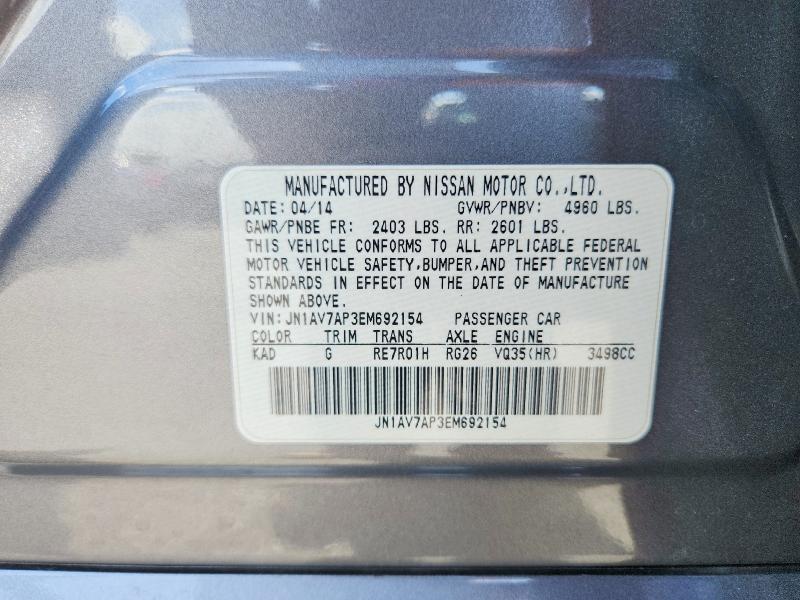 Продажа на аукционе авто 2014 Infiniti Q50 Hybrid, vin: JN1AV7AP3EM692154, номер лота: 54922966