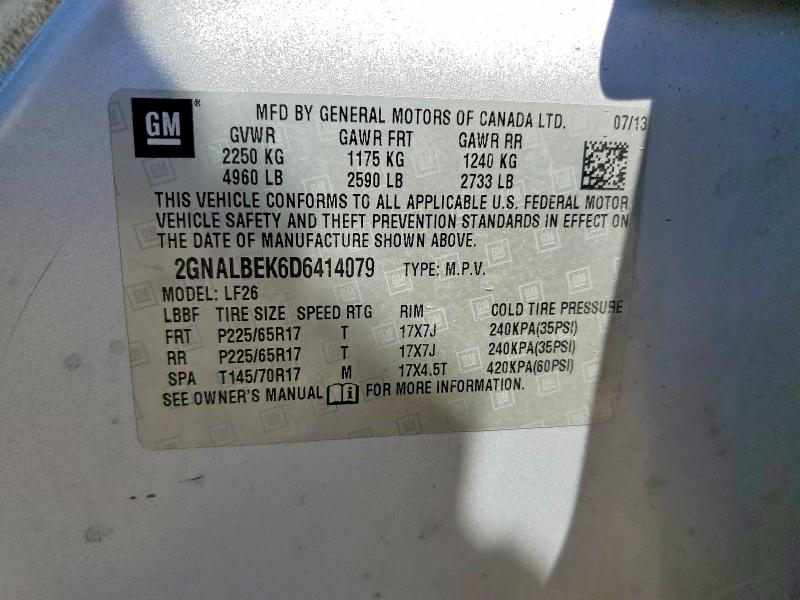 Продаж на аукціоні авто 2013 Chevrolet Equinox, vin: 2GNALBEK6D6414079, номер лоту: 54859916