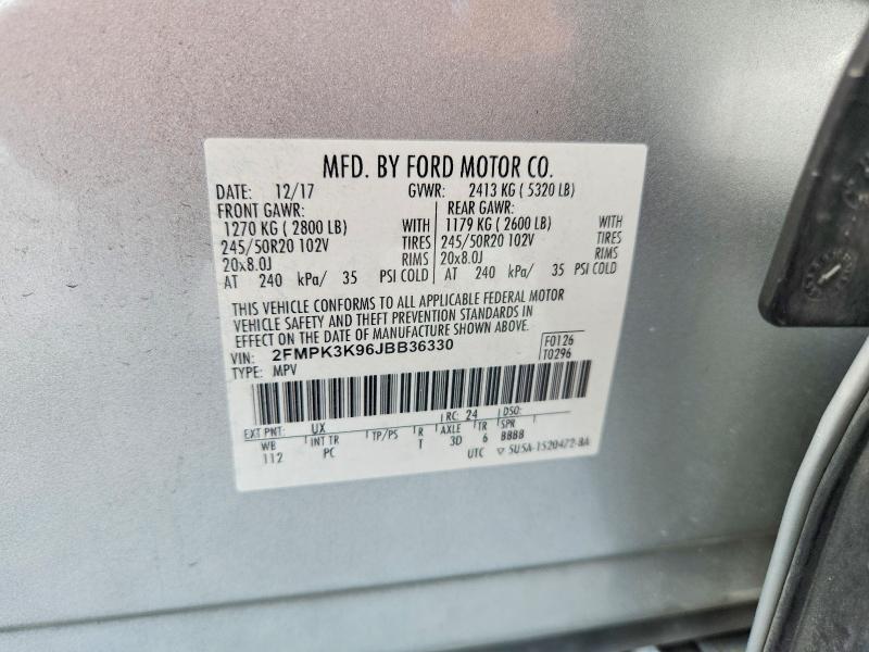 Продажа на аукционе авто 2018 Ford Edge, vin: 2FMPK3K96JBB36330, номер лота: 54307516