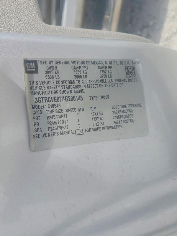 Продаж на аукціоні авто 2010 Gmc Sierra, vin: 3GTRCVE07AG236145, номер лоту: 52037116