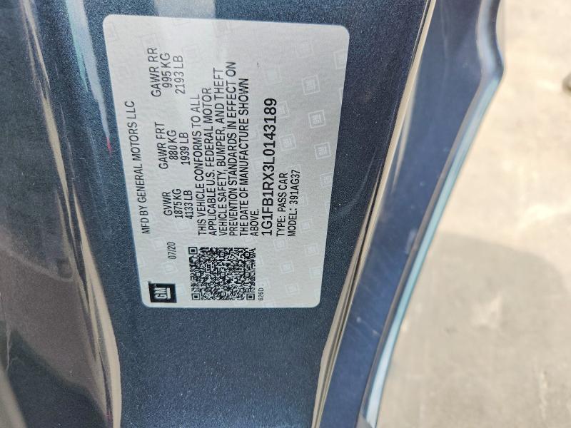 55271896 :رقم المزاد ، 1G1FB1RX3L0143189 vin ، 2020 Chevrolet Camaro مزاد بيع