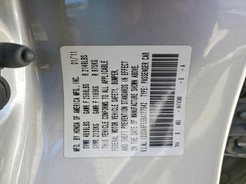 2011 Acura Tl მანქანა იყიდება აუქციონზე, vin: 19UUA8F55BA007542, აუქციონის ნომერი: 53126236