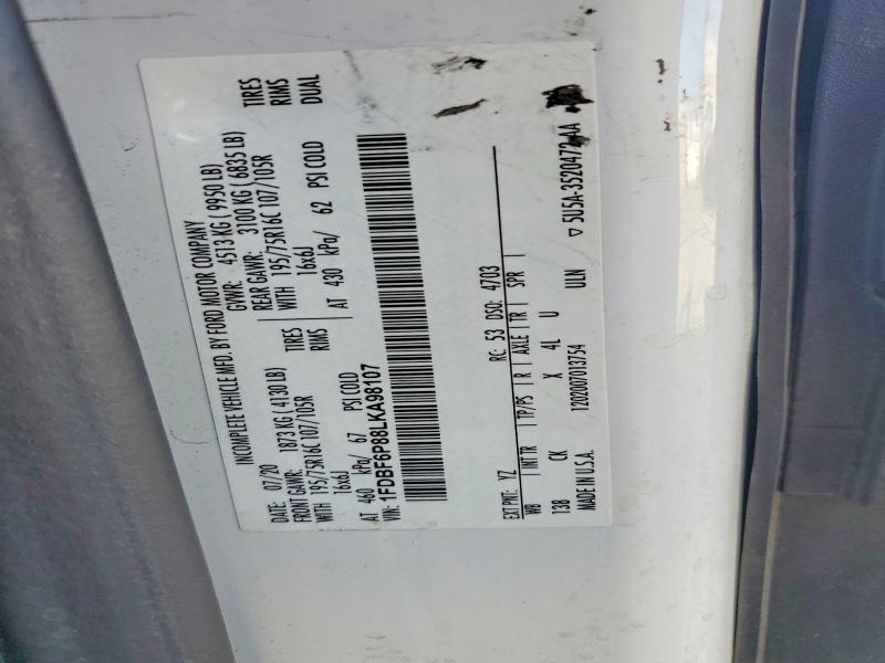 2020 Ford Transit მანქანა იყიდება აუქციონზე, vin: 1FDBF6P88LKA98107, აუქციონის ნომერი: 51917056