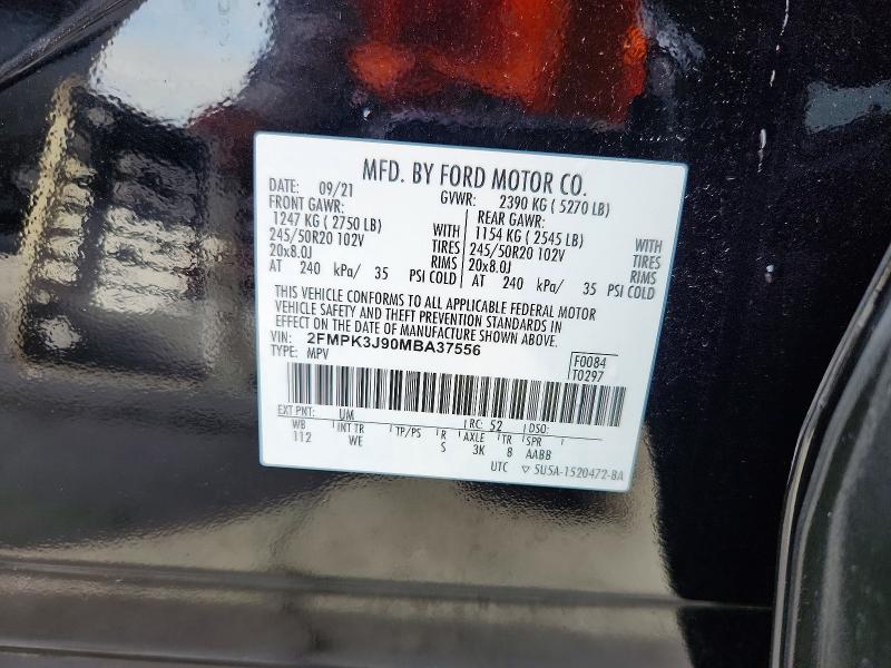 Продажа на аукционе авто 2021 Ford Edge, vin: 2FMPK3J90MBA37556, номер лота: 55143306