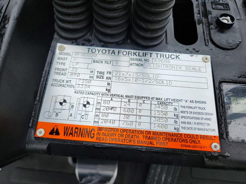 Продаж на аукціоні авто 2015 Toyota Forklift, vin: 69686, номер лоту: 54765046