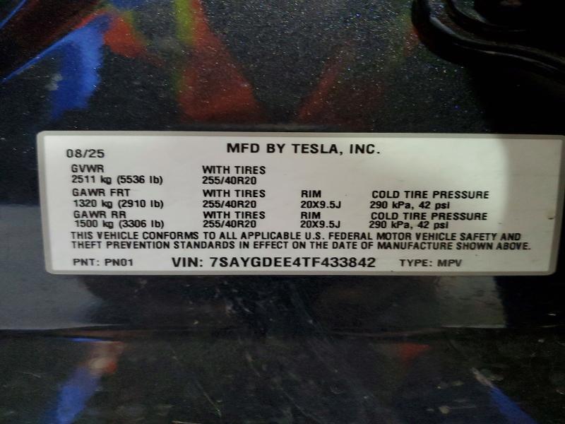 2026 Tesla Model Y მანქანა იყიდება აუქციონზე, vin: 7SAYGDEE4TF433842, აუქციონის ნომერი: 52365006