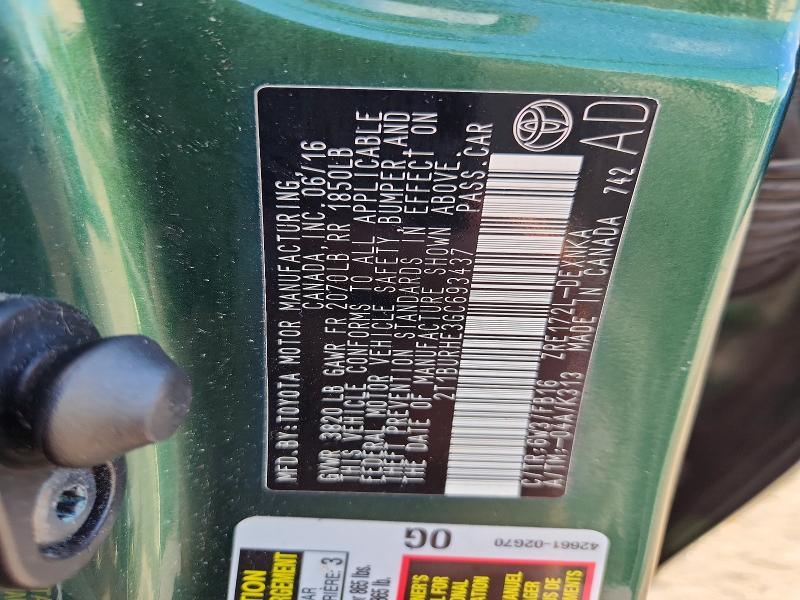 52434246 :رقم المزاد ، 2T1BURHE3GC693437 vin ، 2016 Toyota Corolla مزاد بيع