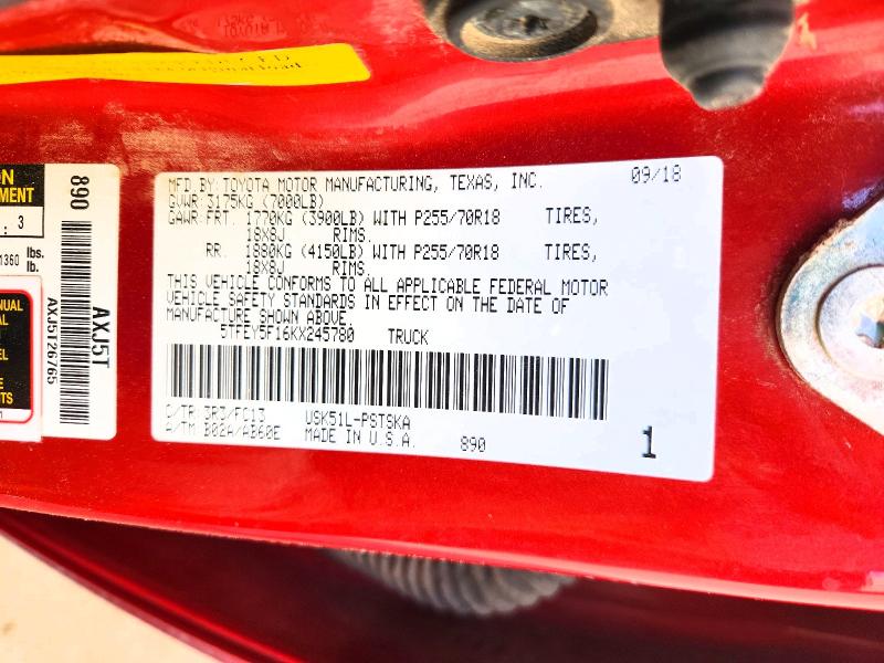 Auction sale of the 2019 Toyota Tundra, vin: 5TFEY5F16KX245780, lot number: 54830016