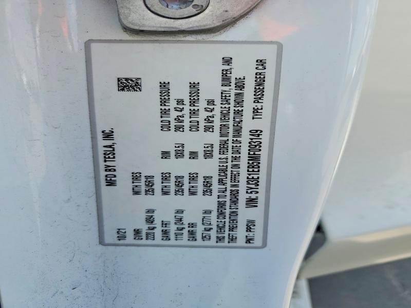Продажа на аукционе авто 2021 Tesla Model 3, vin: 5YJ3E1EB5MF093149, номер лота: 53967286