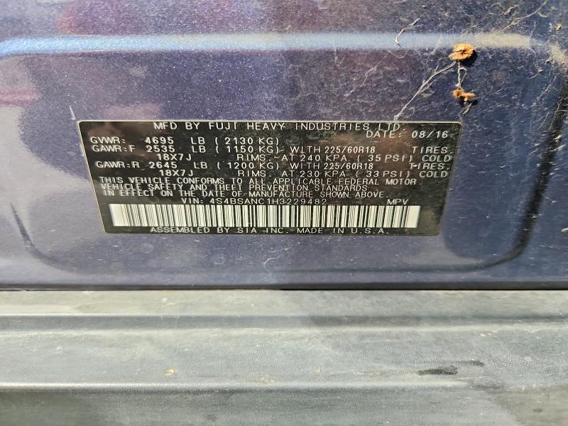 Продаж на аукціоні авто 2017 Subaru Outback, vin: 4S4BSANC1H3229482, номер лоту: 53129096
