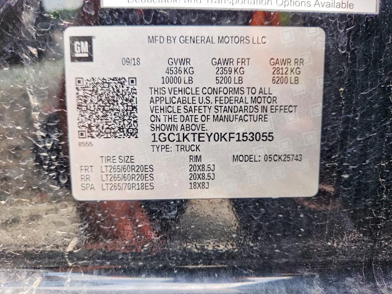 54835176 :رقم المزاد ، 1GC1KTEY0KF153055 vin ، 2019 Chevrolet Silverado مزاد بيع