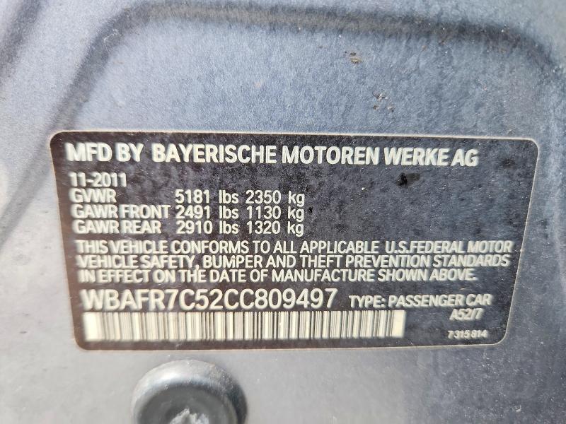 Продажа на аукционе авто 2012 Bmw 535, vin: WBAFR7C52CC809497, номер лота: 54757336