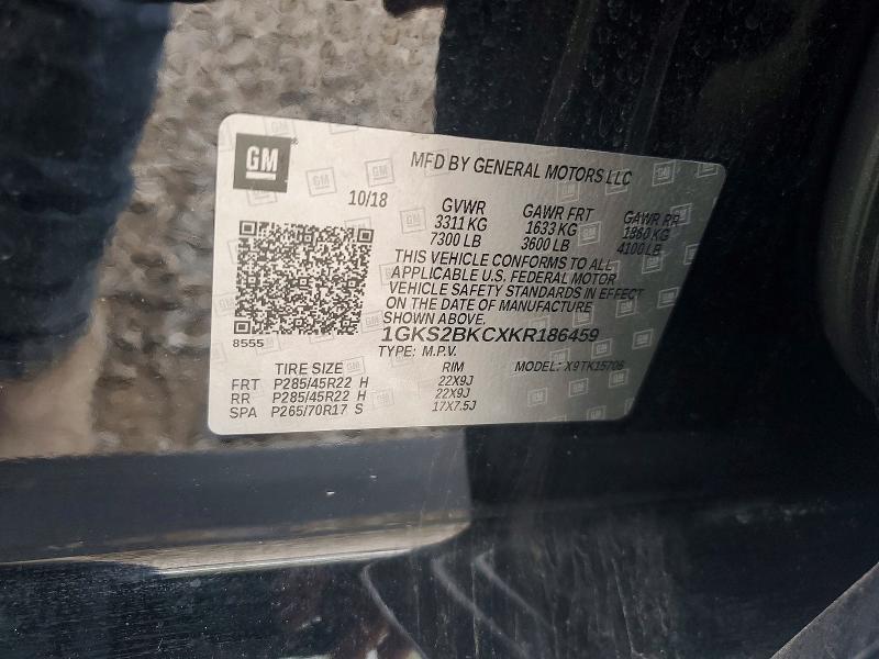 Auction sale of the 2019 Gmc Yukon, vin: 1GKS2BKCXKR186459, lot number: 52779486