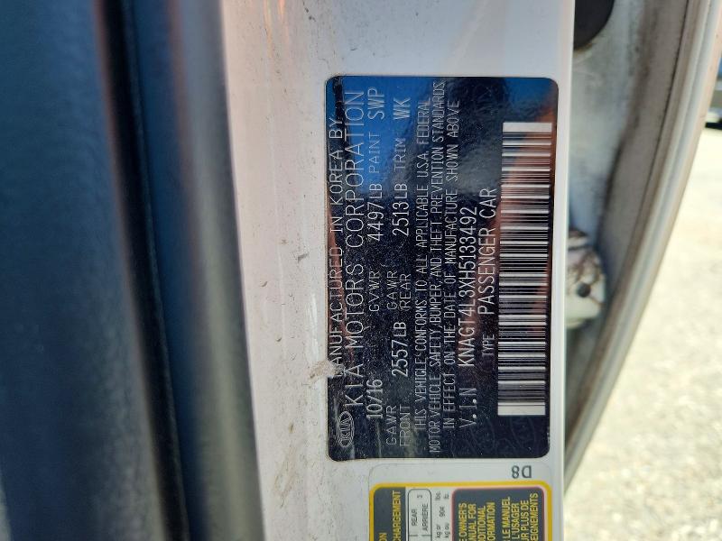 Auction sale of the 2017 Kia Optima, vin: KNAGT4L3XH5133492, lot number: 52601536